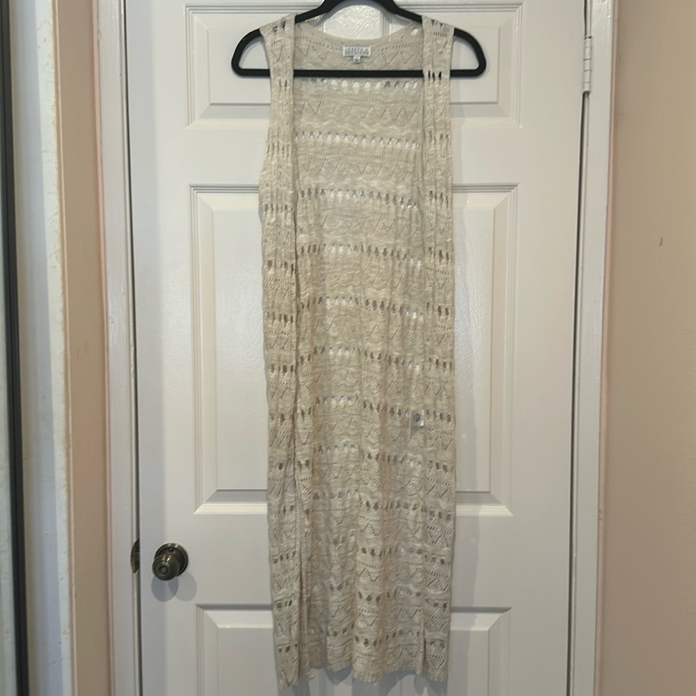 Boho ivory sleeveless duster by Joseph A // Size S
